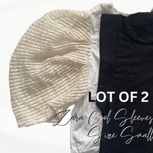 Lot of 2 Zara T-Shirts, Size Small, Muscle Tee, Puffy Semi-Sheer Sleeve